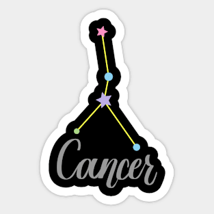 Cancer Zodiac Constellation in Pastels - Black Sticker